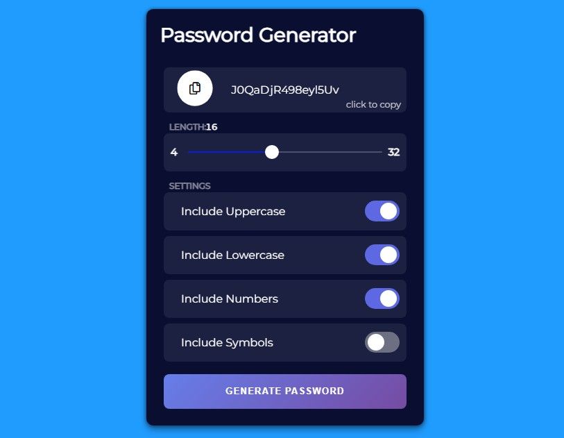 A Simple Random Password Generator using css and javascript